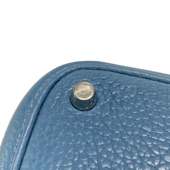 Auth HERMES Picotin Lock PM - Blue Jean Taurillon Clemence Square R Handbag - Picture 4 of 16